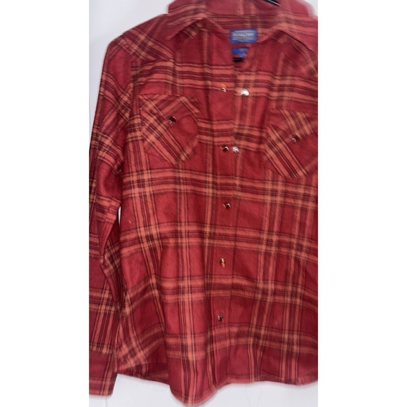 Pendleton Other - Pendleton Epic 100% Wool Long Sleeve Pearl Snap Plaid Shirt S Tan /Red Wms